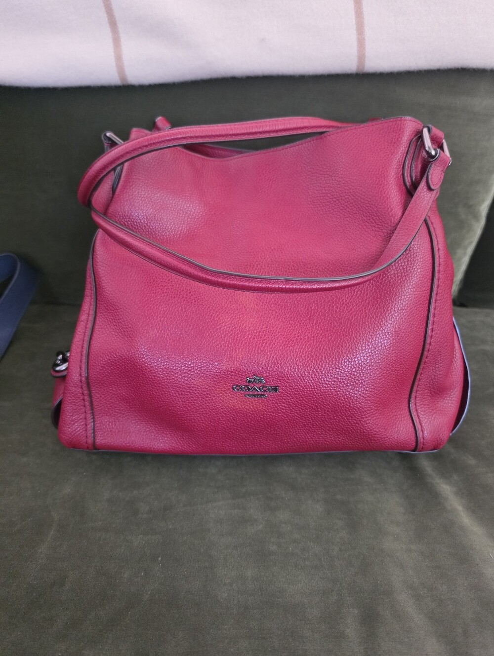 Coach Edie 31 Pebbled Leather Hobo Bag - Red
